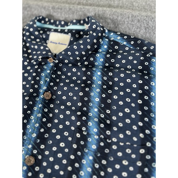 Tommy Bahama Shirt Men Medium Rayon Short Sleeve‎ Button Up Blue - Picture 1 of 10